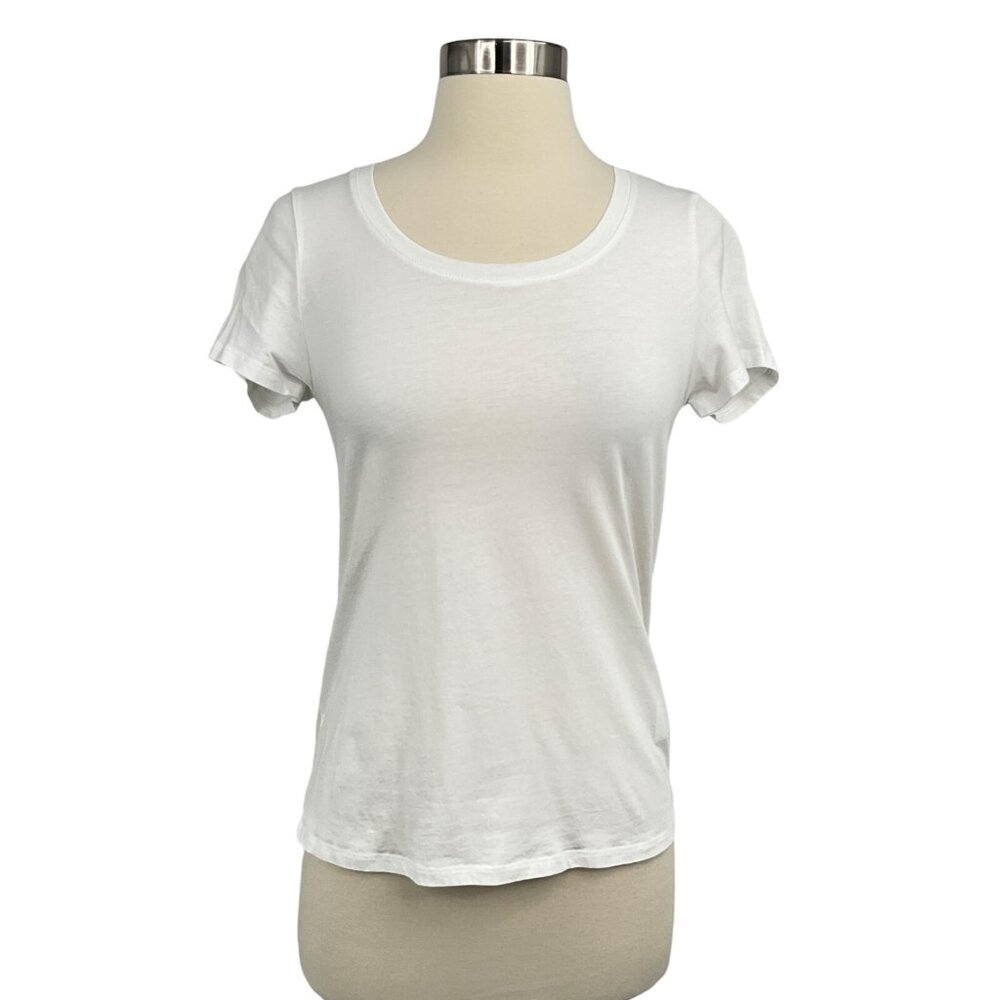 Quince Cotton Modal Crew Neck Tee Shirt White Size S Short Sleeve Round Neck